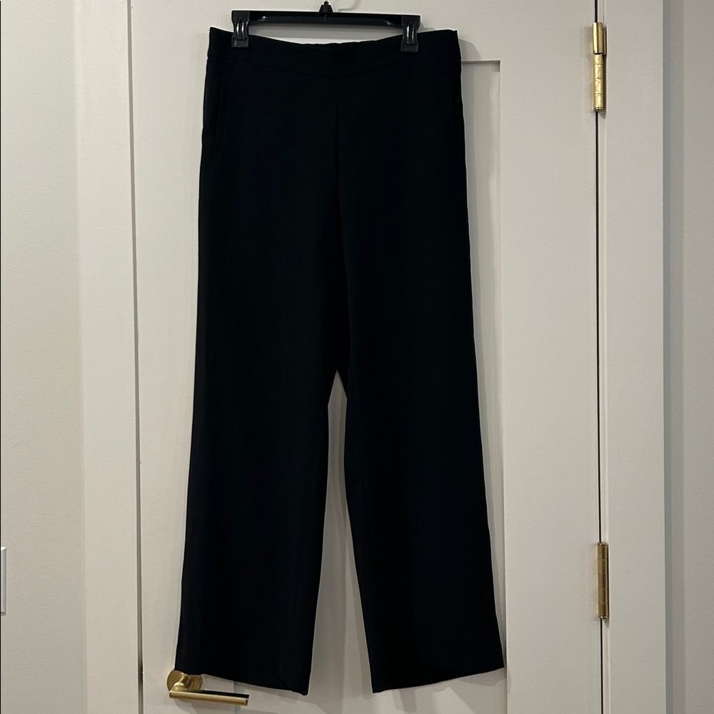 LOFT Black Wide-Leg Trousers, Size Medium